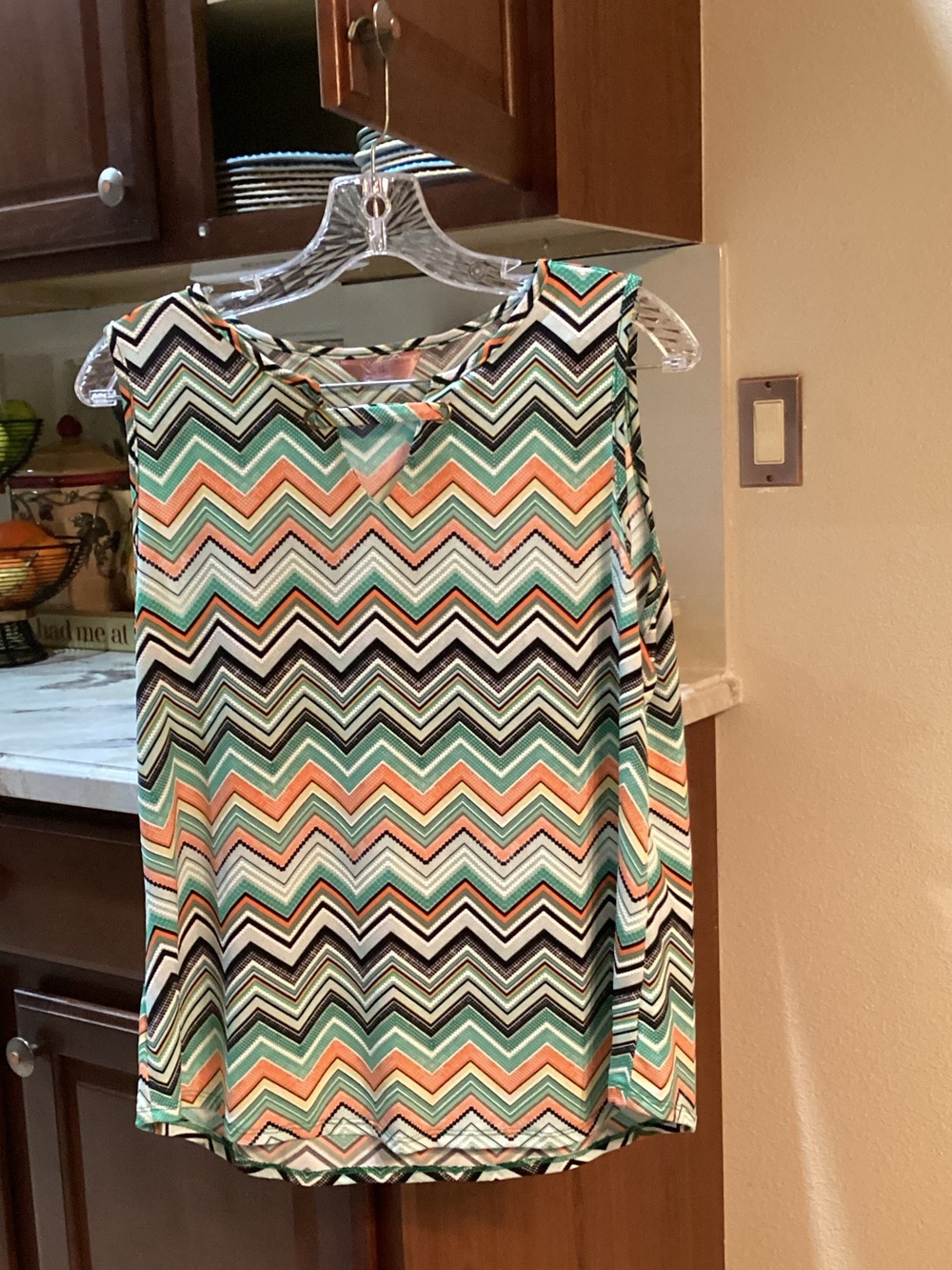 SJS Mint, Coral & Black Chevron Tank Top